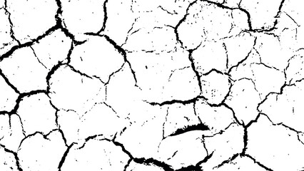 Ground Cracks and Sketch Crack Texture with Dry Soil Fractures, Transparent Cracked Terrain and Earthquake Surface Breaks Isolated on White Background, Old Dry Cracking Soil Vector Texture for Abstrac