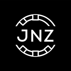 “Modern  Monogram Logo Design, Sleek Minimalist Letter mark in Circle, JNZ LATER LOGO, High-Contrast Branding Concept”
