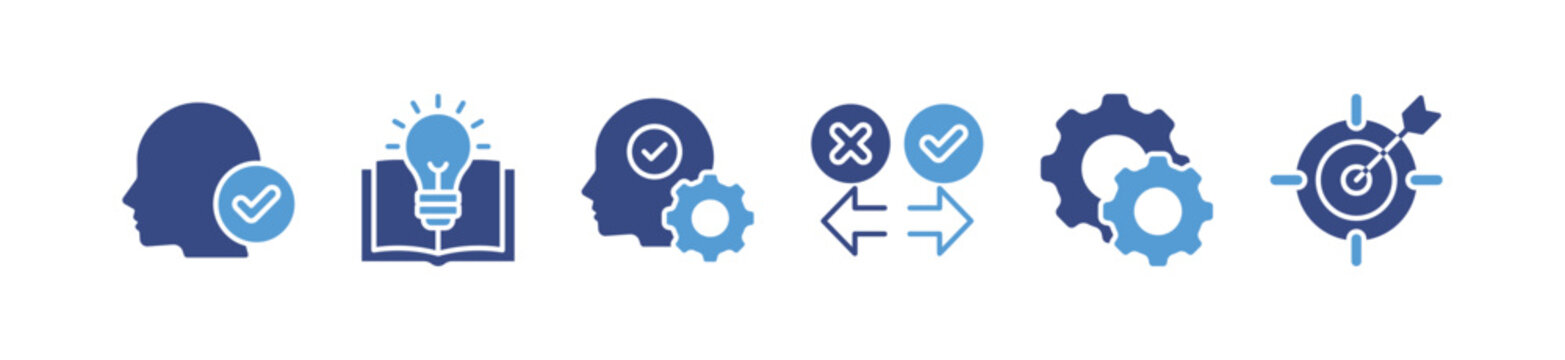 Competence icon packs, a concept of skills and knowledge. experience, knowledge, skills, behavior, performance, goals Vector illustration with keywords and icons.