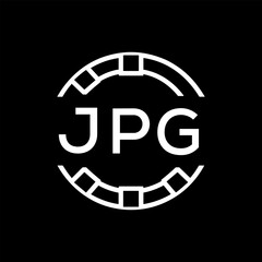 “Modern  Monogram Logo Design, Sleek Minimalist Letter mark in Circle, JPG LATER LOGO, High-Contrast Branding Concept”
