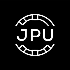 “Modern  Monogram Logo Design, Sleek Minimalist Letter mark in Circle, JPU LATER LOGO, High-Contrast Branding Concept”
