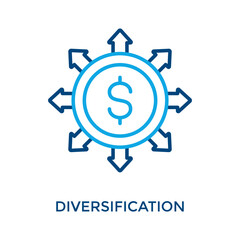 Diversification Icon Outline Color Style. Vector Illustration For Graphic Design