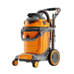 Fototapeta premium High-capacity construction vacuum cleaner with dual motors and a wide base for enhanced stability in a warehouse environment. [Transparent Background PNG].