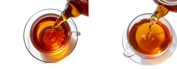 Sat of Serene Tea Time – Steaming Drink Served from Classic Teapot PNG