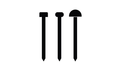 Three black silhouettes of garden tools on a white background