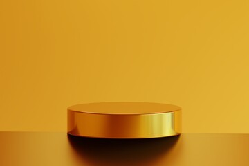 An elegant minimalist podium, showcasing product presentation, and visual appeal for advertisement. The bright, golden tone exudes sophistication.