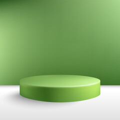 Stylish green podium on a studio background with a soft shadow for advertising. Eps 10