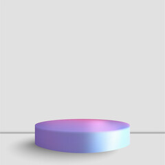 Futuristic podium with a color gradient for product presentation on a minimalist background. Eps 10