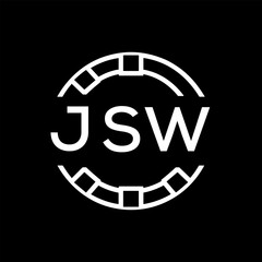 “Modern JSW  Monogram Logo Design, Sleek Minimalist Letter mark in Circle, JSW LATER LOGO, High-Contrast Branding Concept”. 

