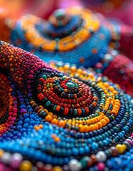 Close-up beaded textile design
