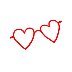 Red heart shaped sunglasses isolated on transparent background