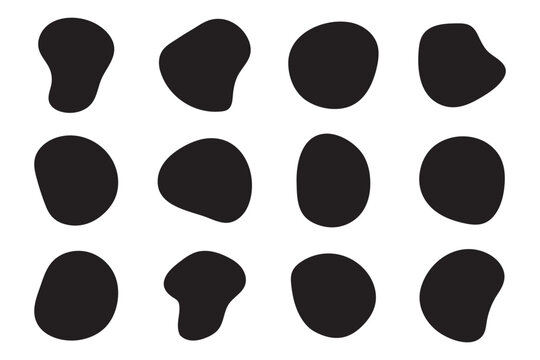 Blob shapes colorful and black collection vector design elements isolated. Random blob circles icon set. Isolated on a white background.