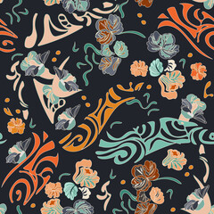 Fototapeta premium seamless pattern with flowers and birds