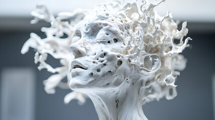 Cyborg artist creating immersive sculptures with AI-guided precision tools 