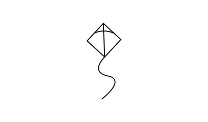 Simple hand drawn diamond kite illustration on white background