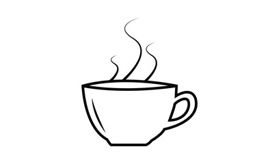 Simple line drawing of a steaming coffee cup