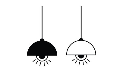Two hanging pendant light fixtures one black and one white