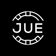 “Modern JUE  Monogram Logo Design, Sleek Minimalist Letter mark in Circle, JUE LATER LOGO, High-Contrast Branding Concept”. 
