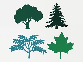 Tree Silhouette Collection: Diverse Botanical Graphic Design, Nature Art