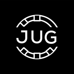 “Modern JUG  Monogram Logo Design, Sleek Minimalist Letter mark in Circle, JUG LATER LOGO, High-Contrast Branding Concept”. 
