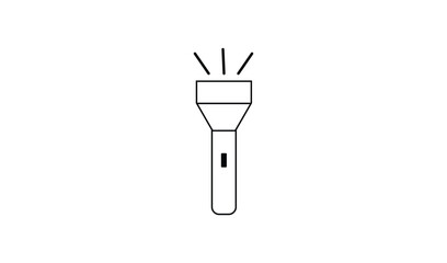 Simple line drawing of a flashlight emitting light rays