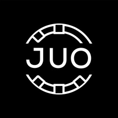 “Modern JUO  Monogram Logo Design, Sleek Minimalist Letter mark in Circle, JUO LATER LOGO, High-Contrast Branding Concept”. 
