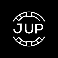 “Modern JUP  Monogram Logo Design, Sleek Minimalist Letter mark in Circle, JUP LATER LOGO, High-Contrast Branding Concept”. 
