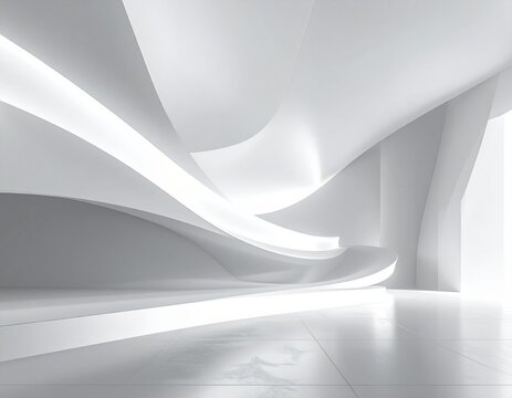 Abstract wave pattern on a light blue and grey background with futuristic curves and a smooth, flowing texture