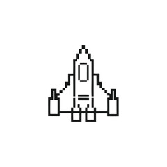 Fototapeta premium Minimal Pixel Art Spaceship on White Background Isolated