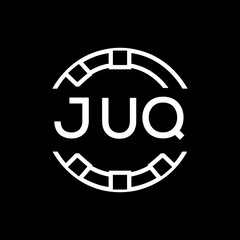 “Modern JUQ  Monogram Logo Design, Sleek Minimalist Letter mark in Circle, JUQ LATER LOGO, High-Contrast Branding Concept”. 
