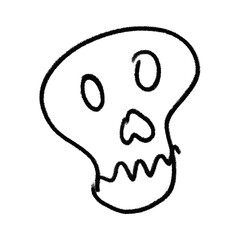 Obraz premium Simple doodle skull outline isolated on transparent background