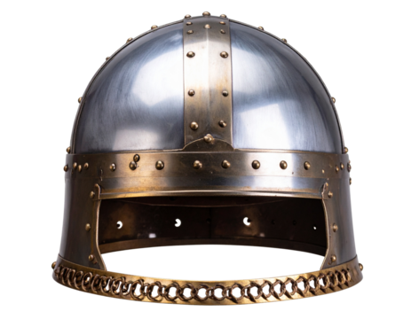 Top-Down View of Decorative Knight Helmet, Isolated