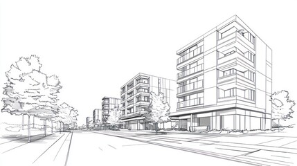 Architectural sketch urban development