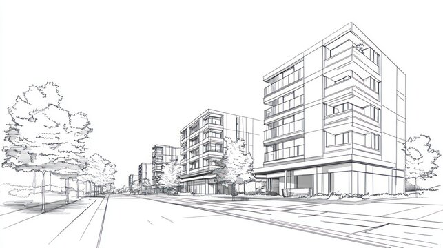 Architectural sketch urban development