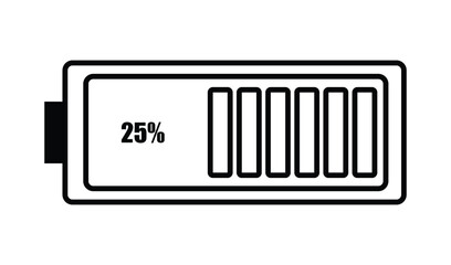 Battery icon showing twenty five percent charge level