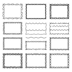 Fototapeta premium Collection of hand-drawn rectangular frames