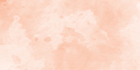 Fototapeta premium abstract orange watercolor blot on white background, oft splash and cloud texture design, Soft peach and orange watercolor wash background texture, with paint blotch and transparent background.