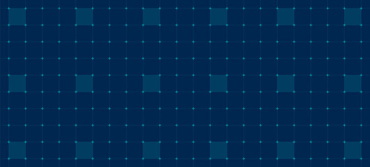 Digital grid and particle mesh, square grid background, texture of square graph paper with lines, crosses and squares on dark blue background, grid line blueprint paper sheet