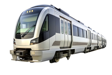 Fototapeta premium Train with a white and black color scheme on white background ,PNG. AI Generated