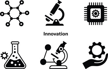 Obraz premium Science and Technology Icons Molecular Structure Microscope Processor innovation research