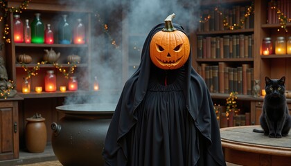 halloween witch with magic wand