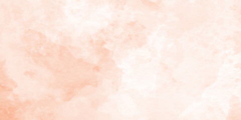 Fototapeta premium Abstract bright orange watercolor splash with soft edges blending into white background, abstract uniform filled color universal simple background, soft textured on wet white paper orange watercolor 