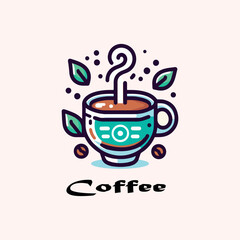 Turkish coffee logo icon vector white background .