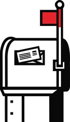 Outline of mailbox with flag raised and letter inside 1