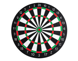 Standard Round Dartboard with Colorful Segments, Front View, Isolated PNG