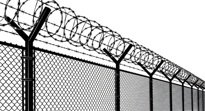 Abstract Dark Building Facade Silhouette with Geometric Patterns on Transparent Background dark building