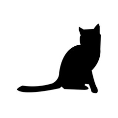 A clean, vector-based silhouette of a cat sitting.