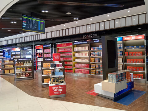 March 2025: Duty free shopping at Phnom Penh International Airport in Cambodia