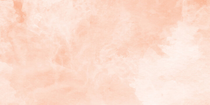 Abstract bright orange watercolor splash with soft edges blending into white background, abstract uniform filled color universal simple background, soft textured on wet white paper orange watercolor 