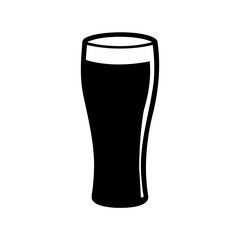 Black silhouette of a glass of beer against a white background